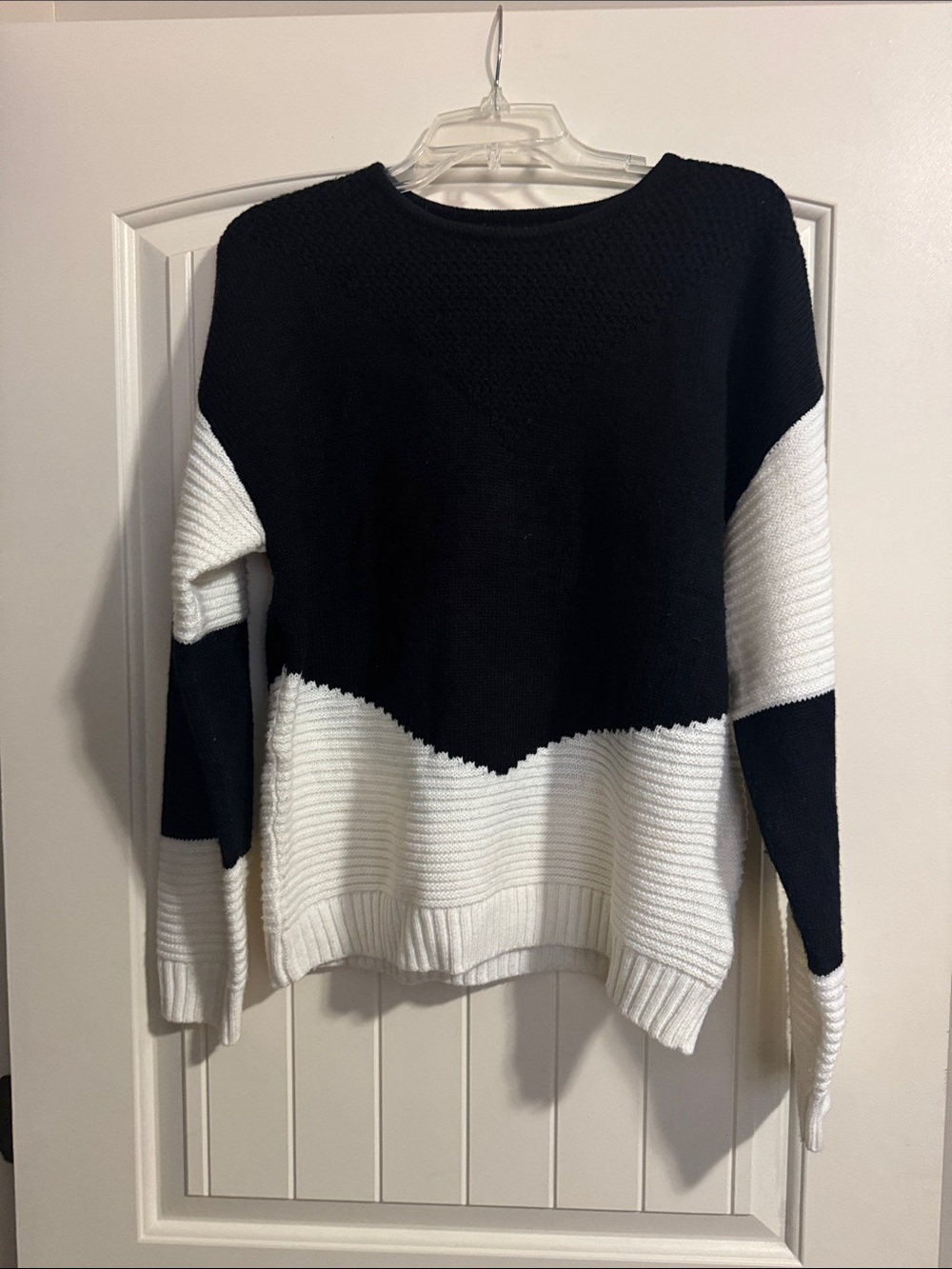 Black and White Colorblock Women's Sweater